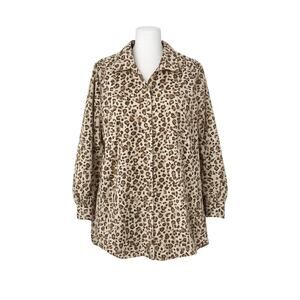 Chico’s Leopard Print No-Iron Button-Up Shirt | Effortless Chic | Size 3 (16/18)
